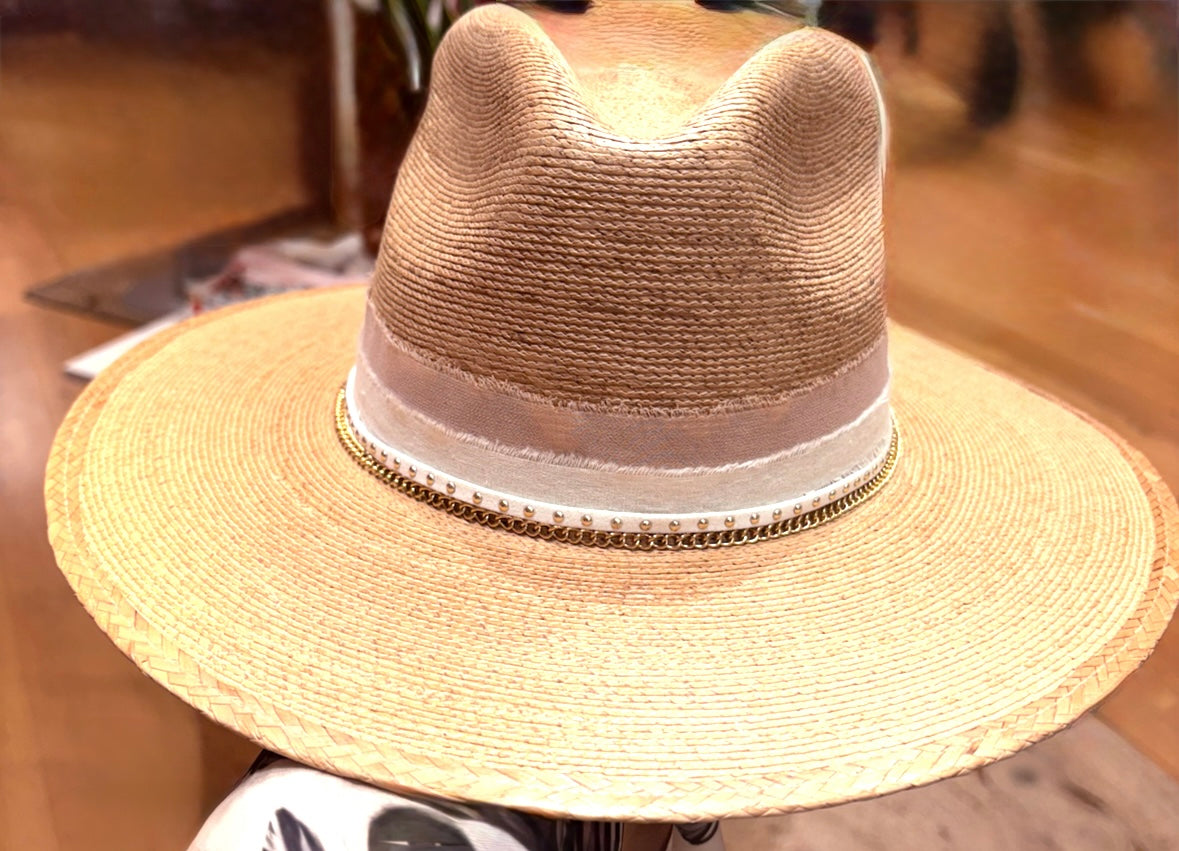 100% Fine Palm Fedora with decorative bands